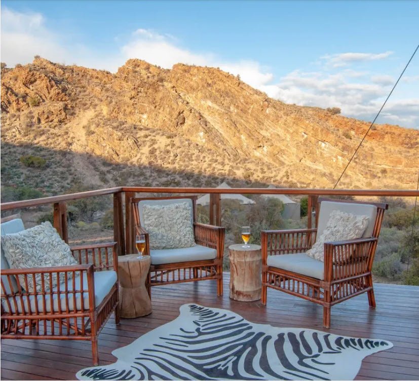 A deck above the Karoo at sunset