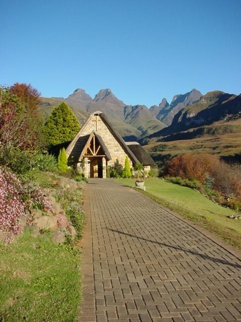 A chapel under the peaks of the Drakensberg
