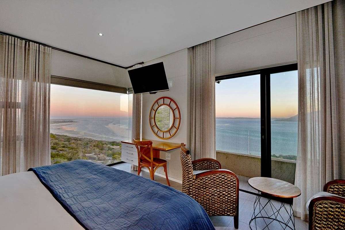 A Luxury Room with corner windows over the lagoon