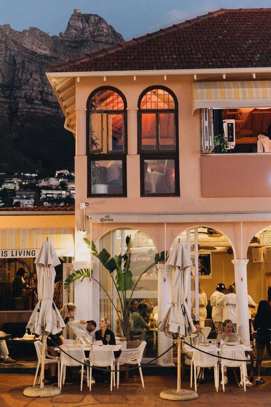 Café Caprice on Victoria Road with the mountains behind