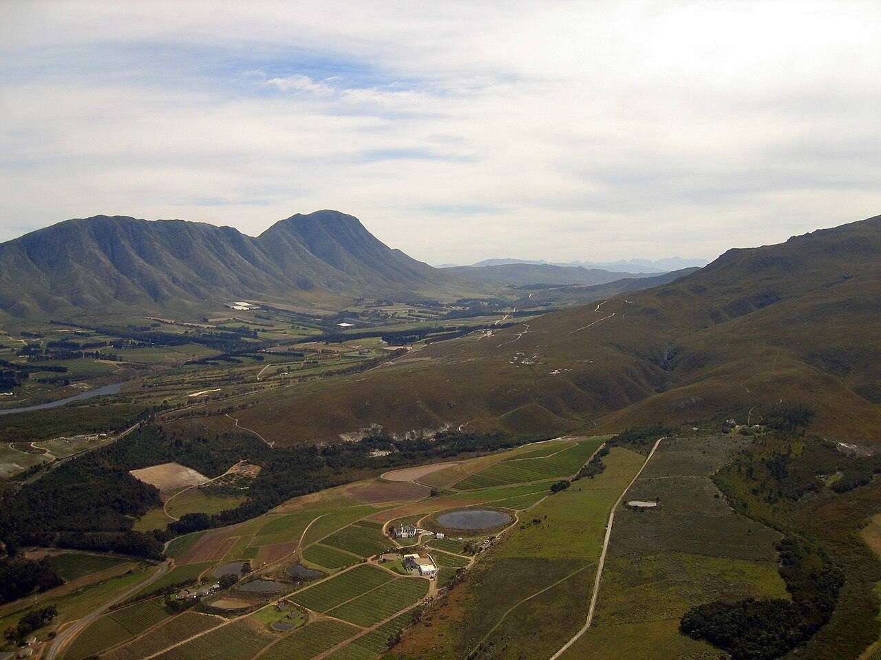 Vineyards and mountains in the Hemel-en-Aarde Valley