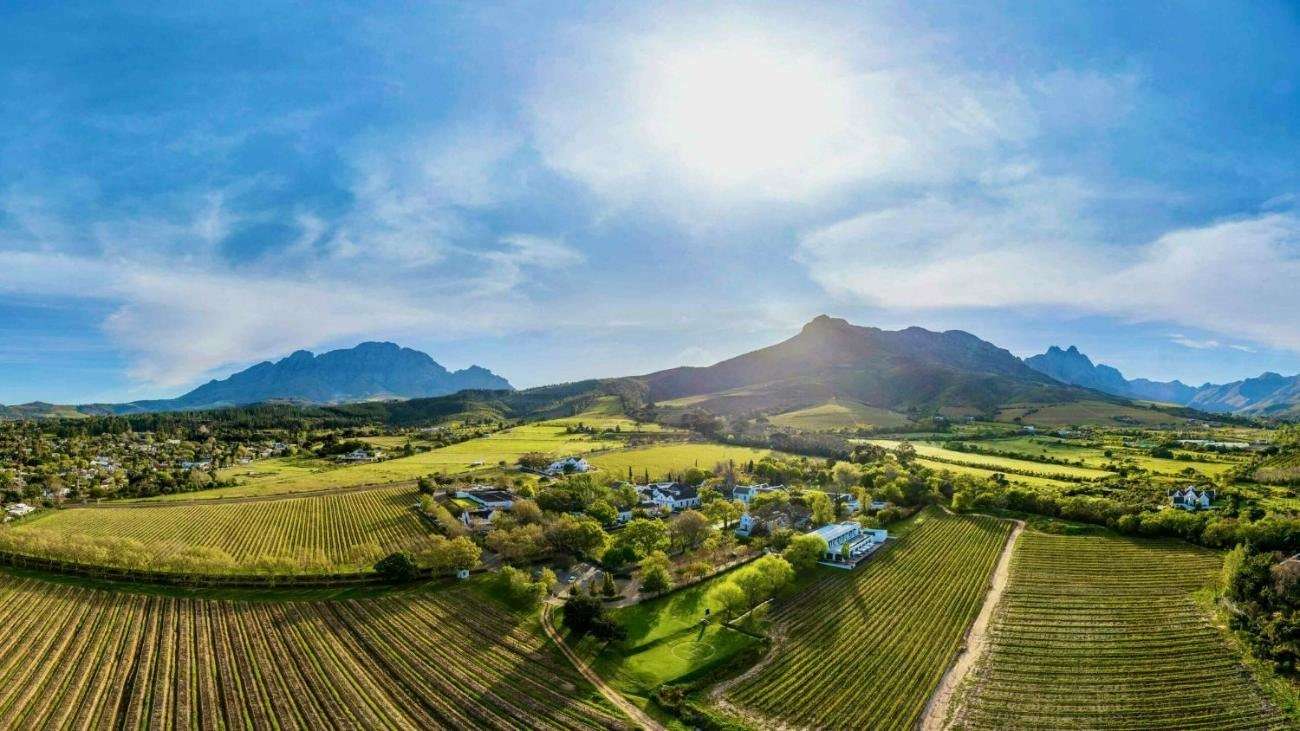 Lanzerac and the Jonkershoek Valley from the air