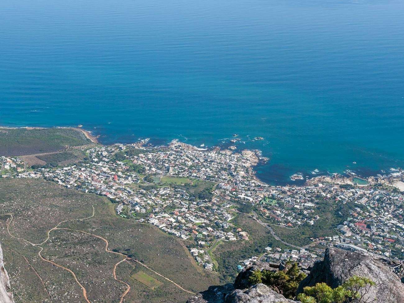 Camps Bay and the Atlantic far below the mountain