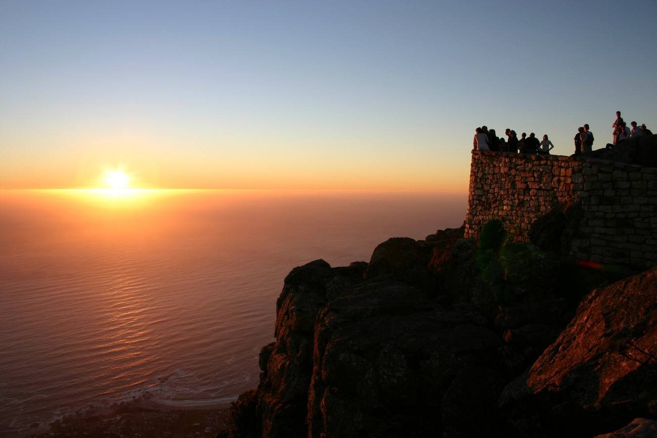 The sun setting over the Atlantic from the summit